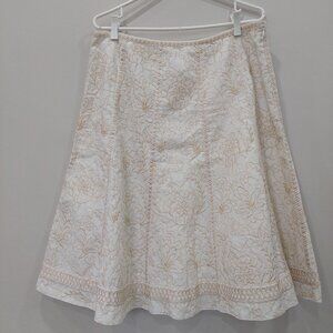 Nygård Collection A-Line Skirt Size 14P Exquisite Gold Embroidered Detail